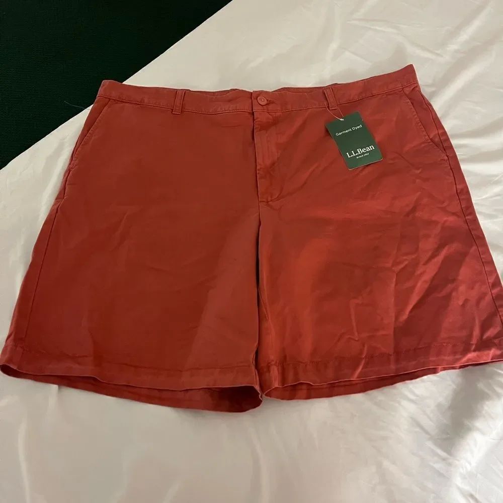 L. L. Bean Salmon Garment Dyed Chino Shorts sz 44 NWT